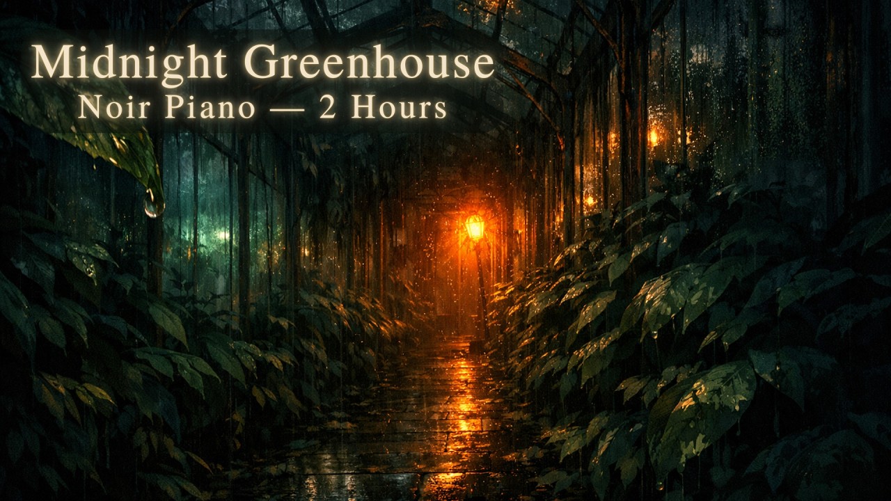 Midnight Greenhouse — 2 Hours of Noir Piano & Rain for Focus and Night Reading | Twilight Quarters