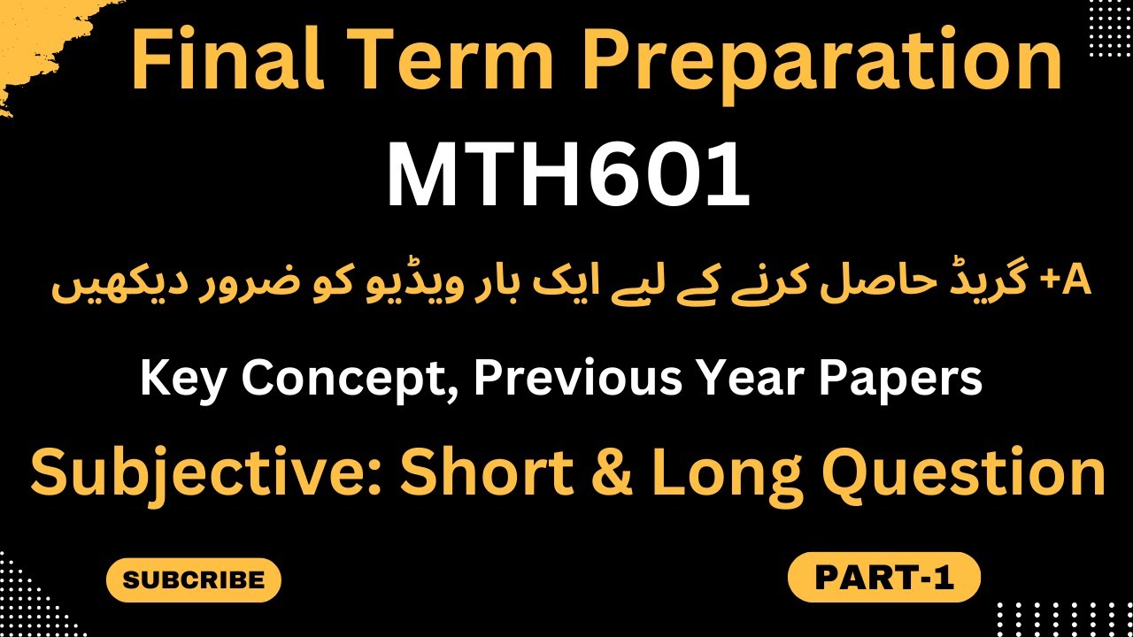Mth601 Final term Most Important Question Part-1 Spring 2024|%100 mth601 final (Operation Research)