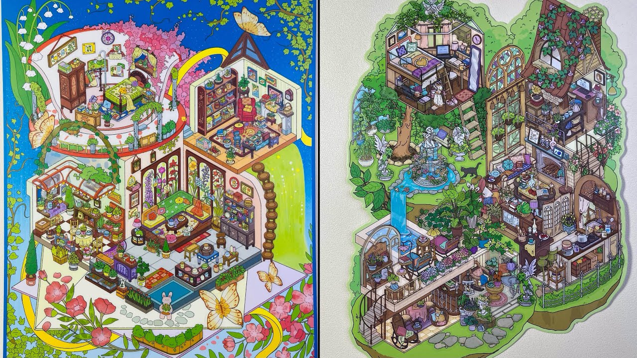 [ASMR]DIY a dreamy forest cottage and butterfly villa with stickers~