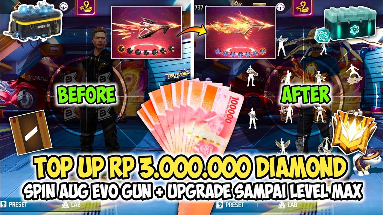 GW TOP UP RP 3.000.000 DIAMOND TERUS SPIN AUG EVO GUN + UPGRADE SAMPAI LEVEL MAX 😱