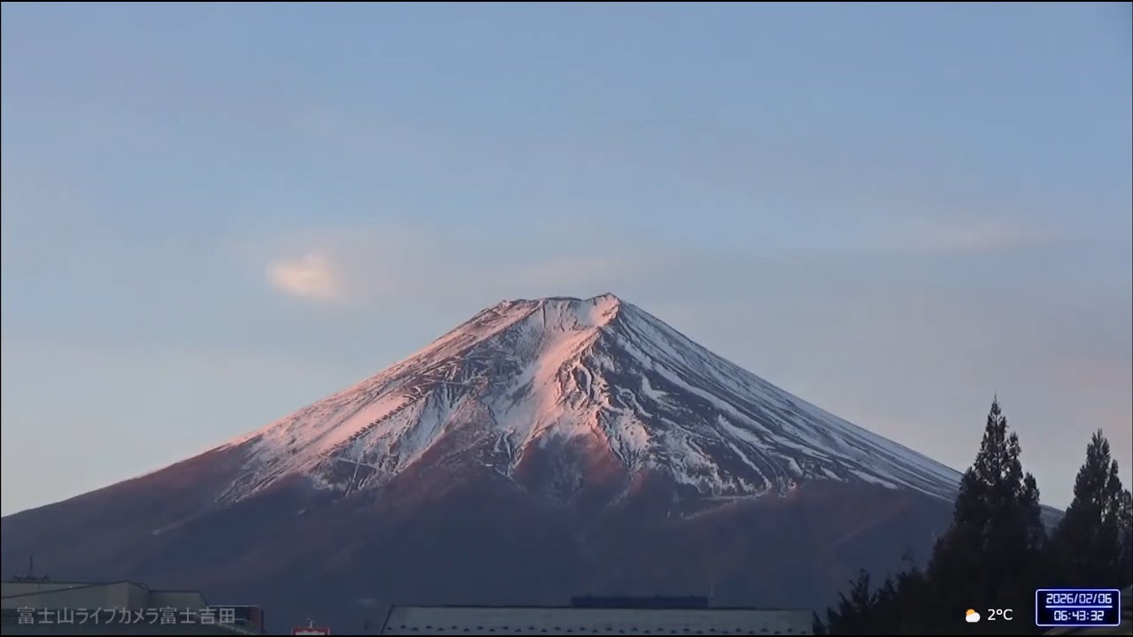 2月6日朝の様子『富士山ライブカメラ富士吉田』