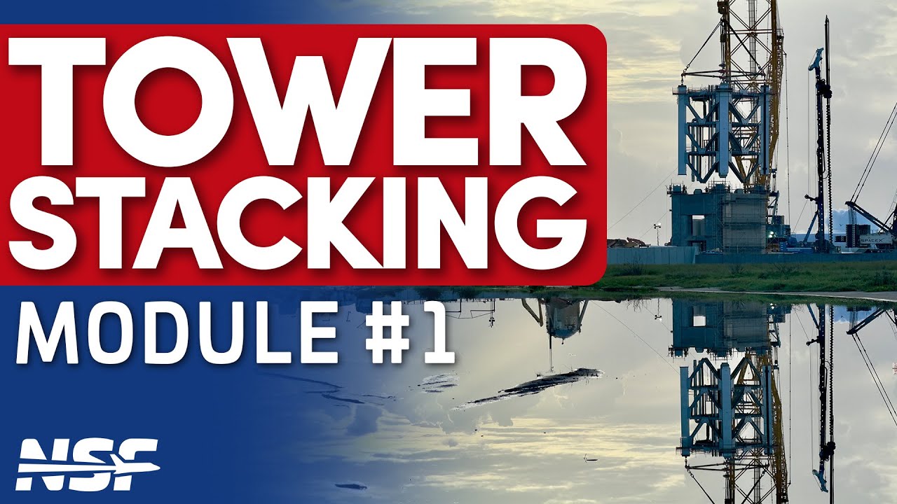 SpaceX Stacks First Tower Module for the Second Launch Tower in Starbase