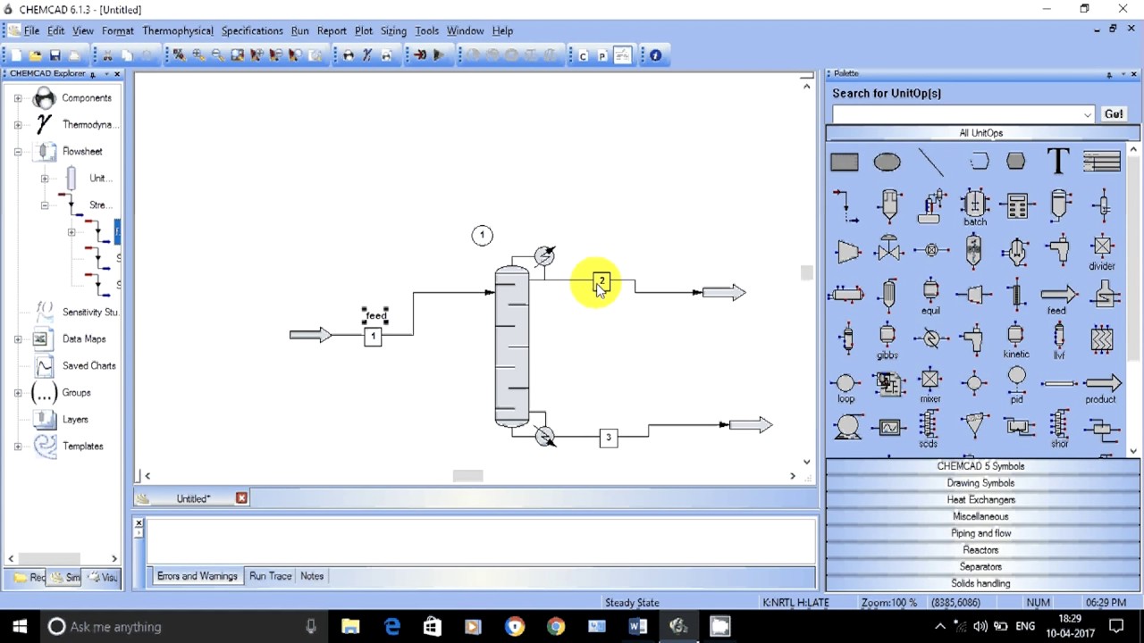 Distillation tutorial in chemcad