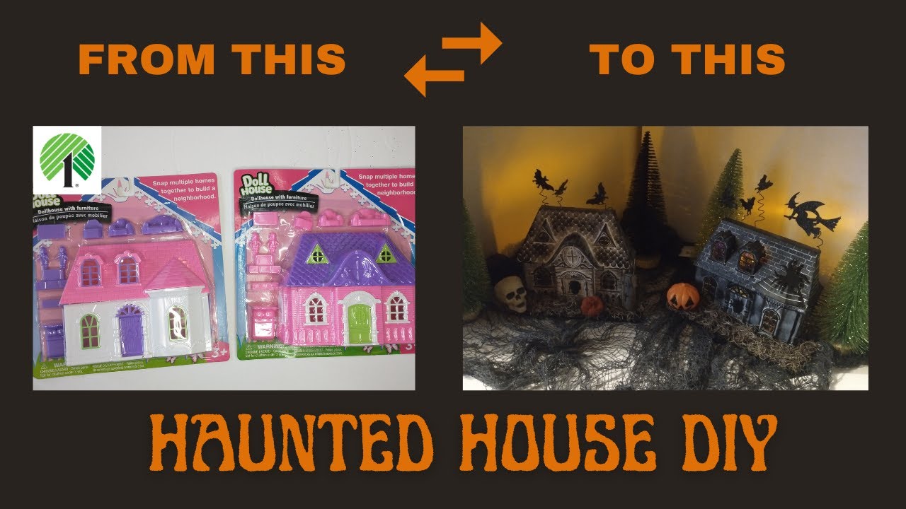 HAUNTED HOUSE HALLOWEEN DECOR DIY USING DOLLAR TREE DOLL HOUSES