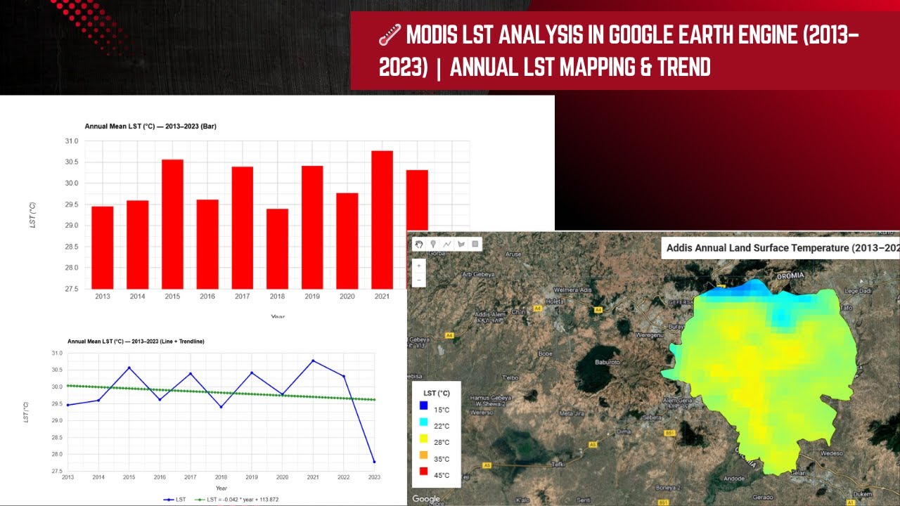 🌡️ MODIS LST Analysis in Google Earth Engine (2013&ndash;2023) | Annual LST  Mapping & Trend