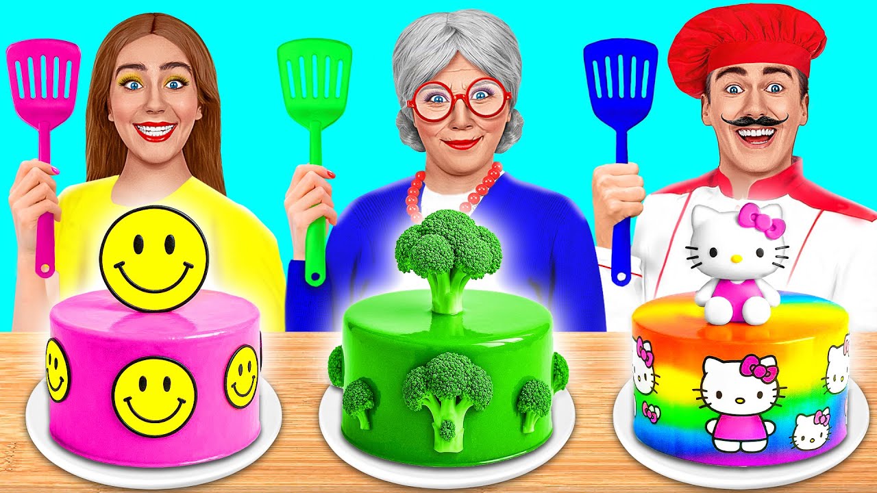 自分 vs おばあちゃんの料理チャレンジ | 面白い食べ物のアイデア Jelly DO Challenge