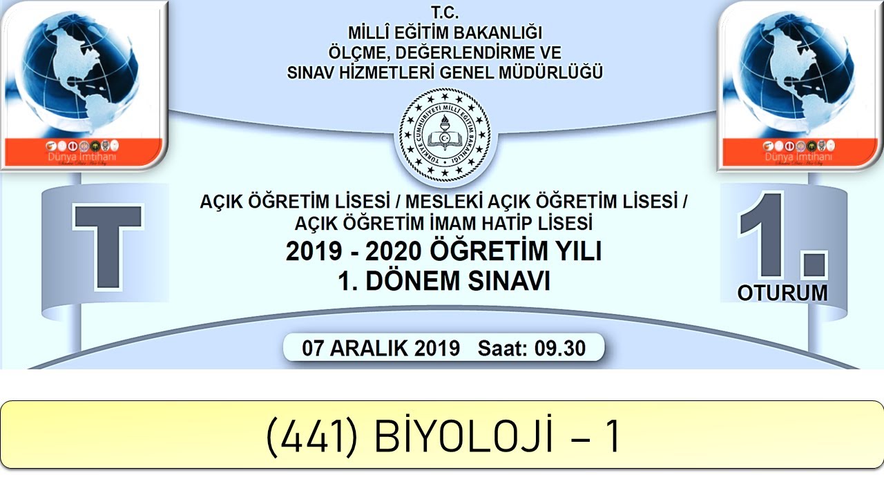 2020 / 1. DÖNEM / AÇIK ÖĞRETİM LİSESİ / (441) BİYOLOJİ – 1