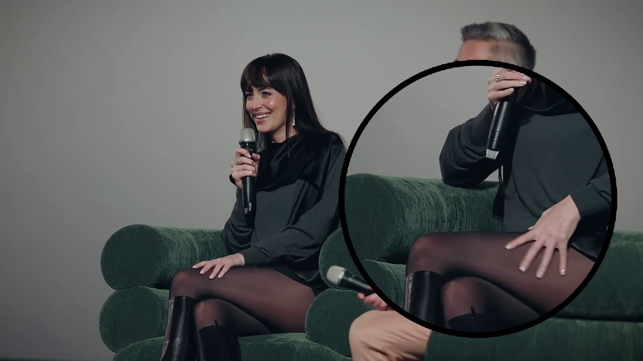 dakota johnson black&shiny hosiery and boots part 2