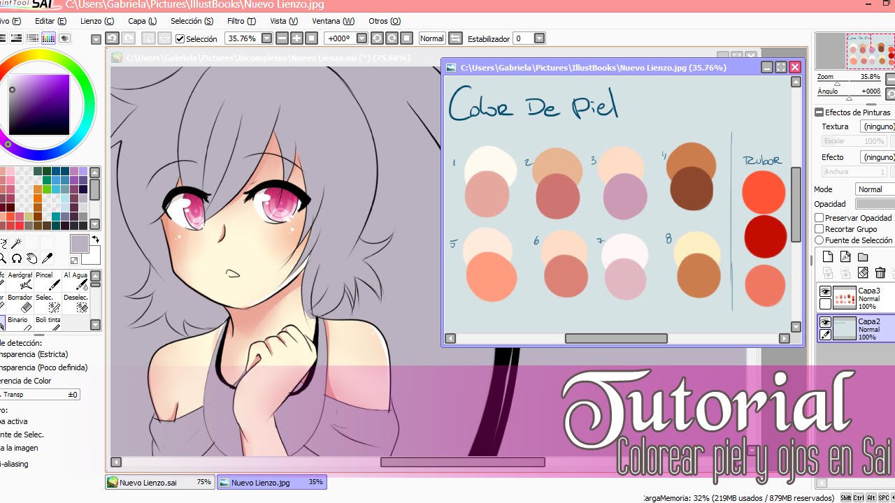 Tutorial ۰•●Colorear piel y ojos en SAI ●•۰