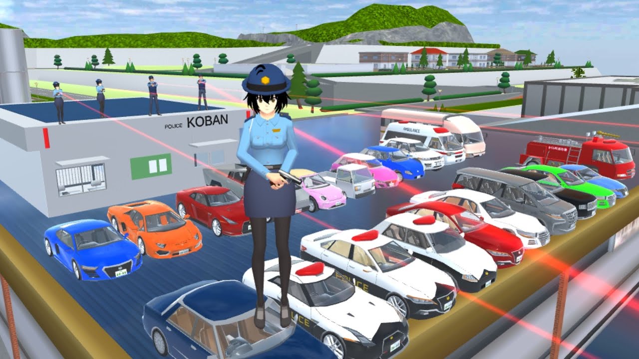 Collect all Cars 🚓🛻🚚🚜🏎️ at police Koban new station SAKURA School Simulator
