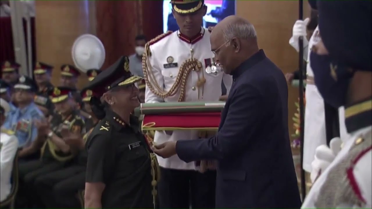 President Kovind presents Param Vishisht Seva Medal to Lieutenant General Madhuri Kanitkar