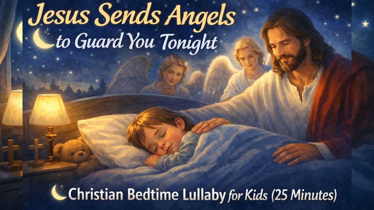Jesus Sends Angels to Guard You Tonight 🌙 Christian Bedtime Lullaby for Kids (25 Minutes)