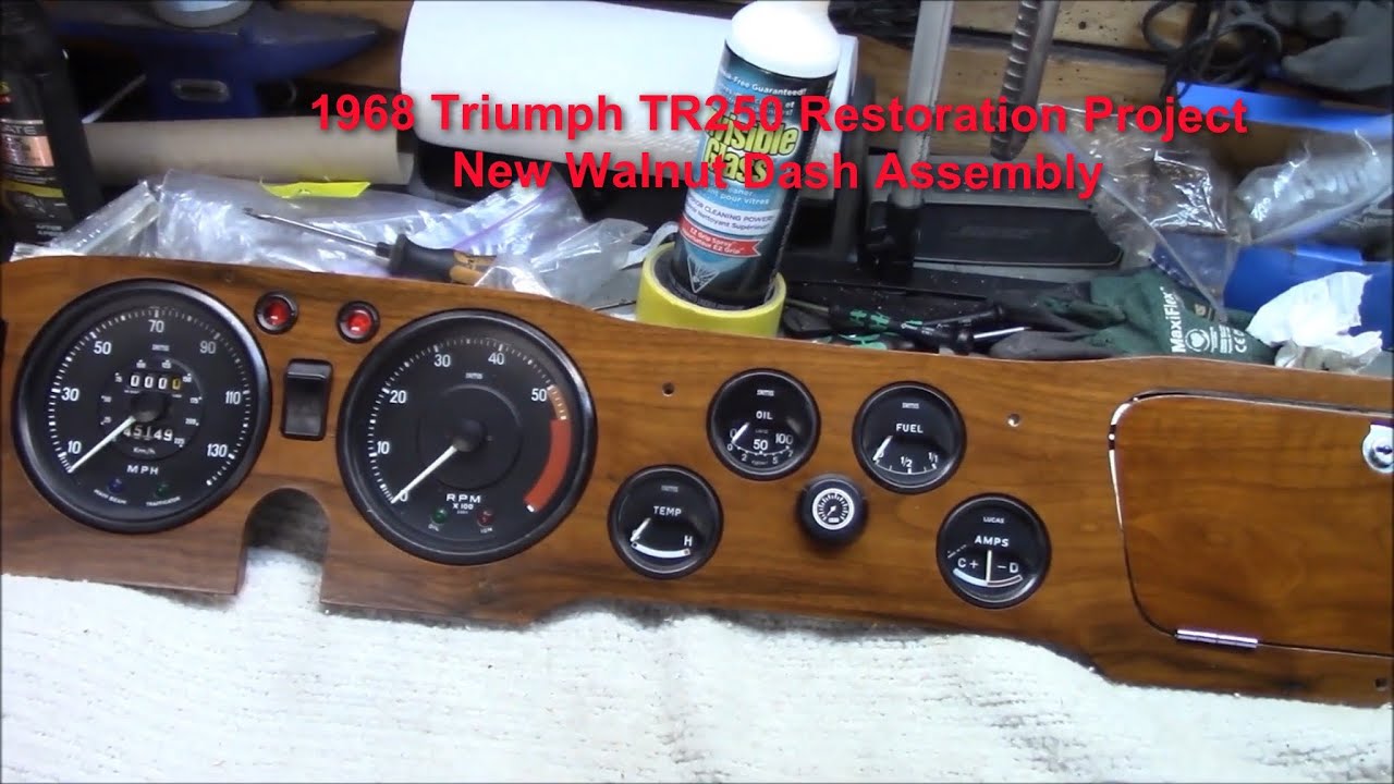 1968 Triumph TR250 Restoration, Assembly Part Eleven, Walnut Dash, Dash Wiring and Glove Box Install