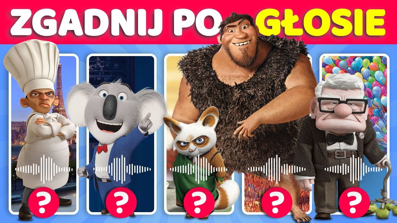 Odgadnij bohatera bajki po jego głosie 🐼🐨🎶 Nie jest łatwo - liczy się tylko pełna nazwa postaci!