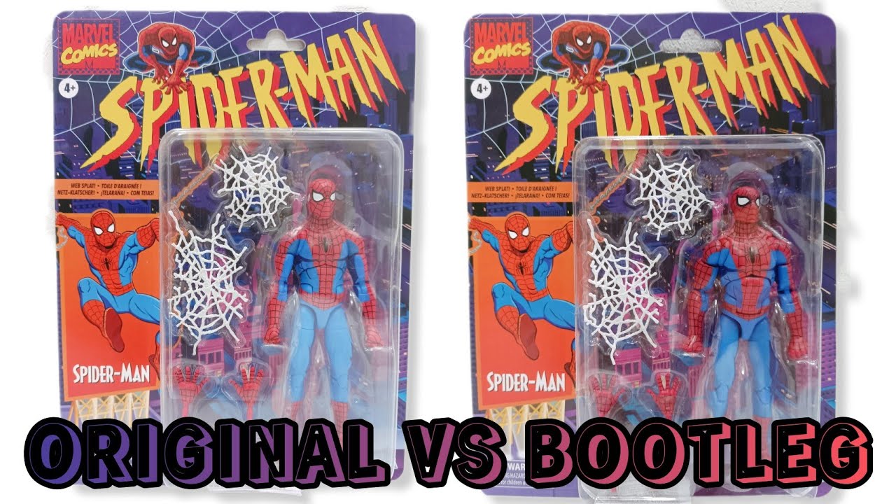 COMO DIFERENCIAR SPIDER-MAN RETRO THE ANIMATED SERIES 90's ORIGINAL HASBRO 2022 DEL BOOTLEG ( K.O)