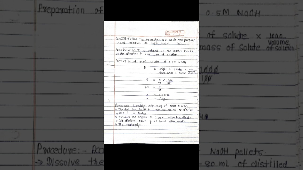 Molarity || How to prepare 0.5 M NaOH in 100 mL distilled water?