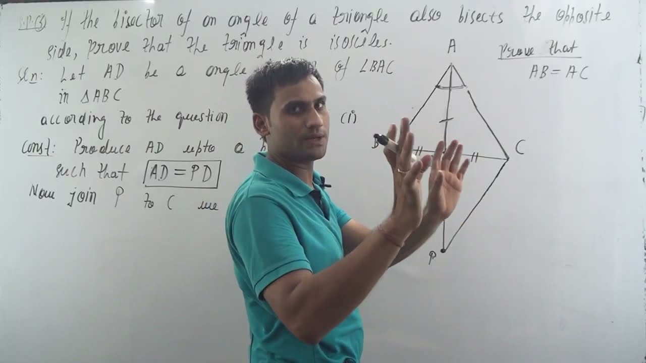 If the bisector of an angle of a triangle also bisects the opposite side, prove that the triangle i