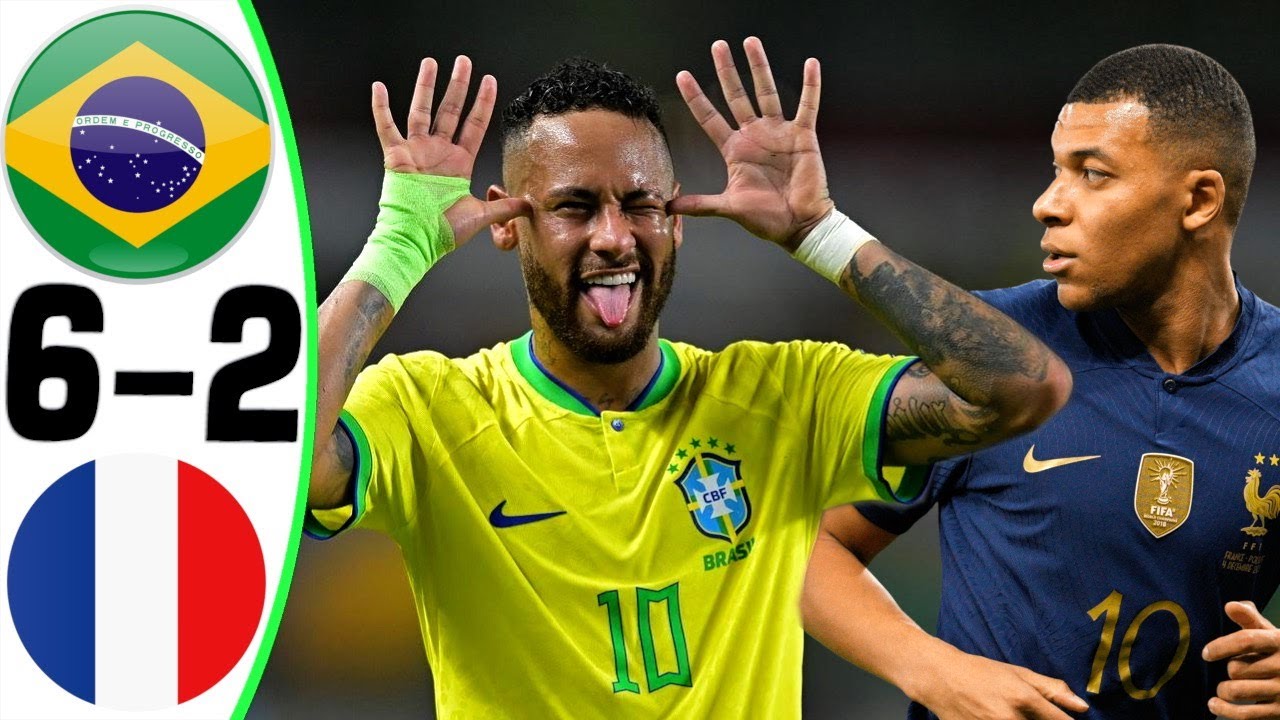 Brazil vs France 6-2 - NEYMAR vs MBAPPE - All Goals and Highlights 2024