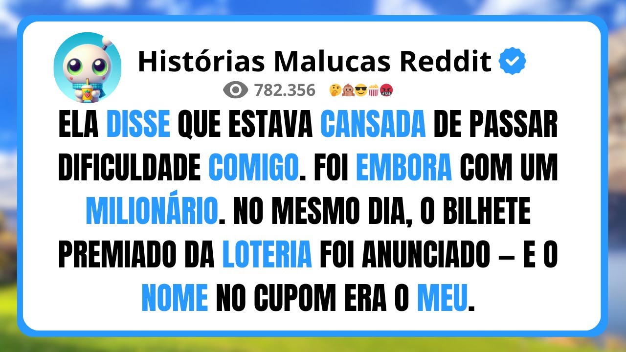 ELA DISSE QUE ESTAVA CANSADA DE PASSAR DIFICULDADE COMIGO. FOI EMBORA COM UM MILION&Aacute;RIO.