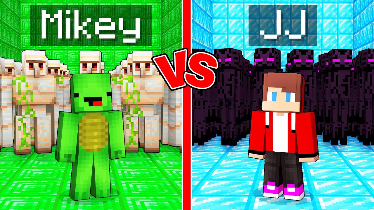 Mikey GOLEM ARMY vs JJ ENDERMAN ARMY in Minecraft (Maizen)