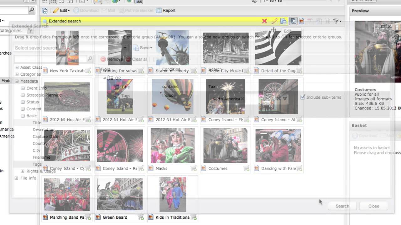 Picturepark DAM: Erweiterte Suche (Digital Asset Management)