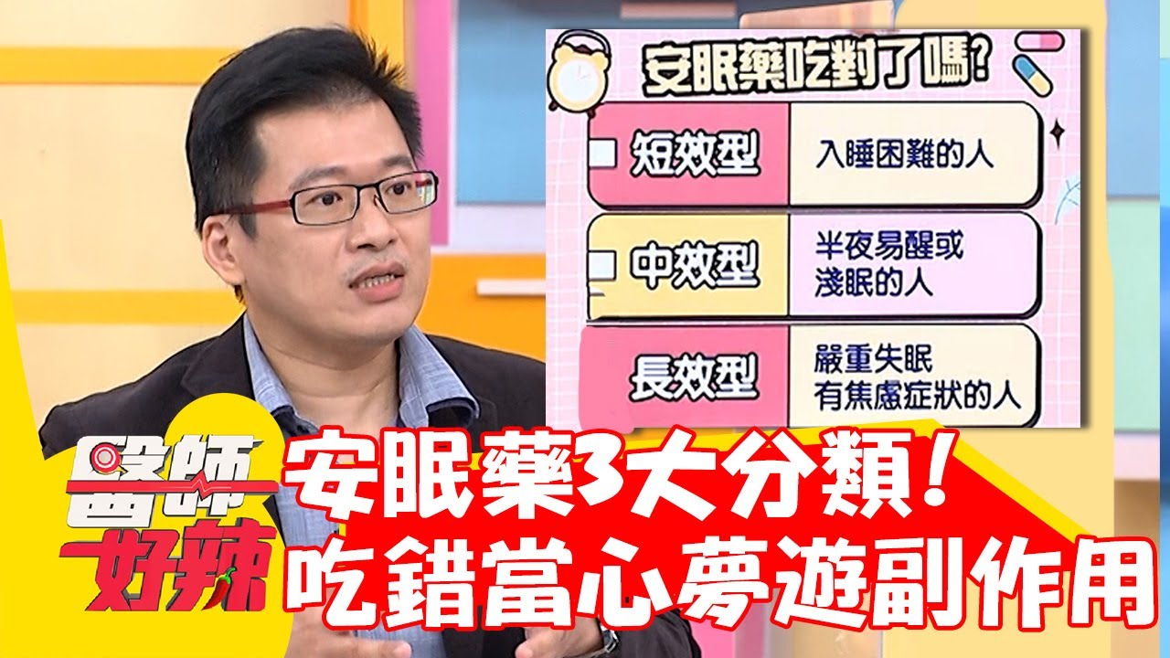 安眠藥3大分類！吃錯類型當心引起「夢遊」副作用？！【#醫師好辣】20221012 part2 EP1430 洪暐傑 ECHO