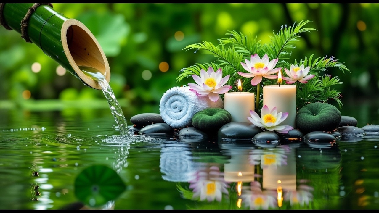 Relaxing Sleep Music with Bamboo Water Sound🌿Deep Sleep Music, Meditation, Calm Anxiety, Spa BGM