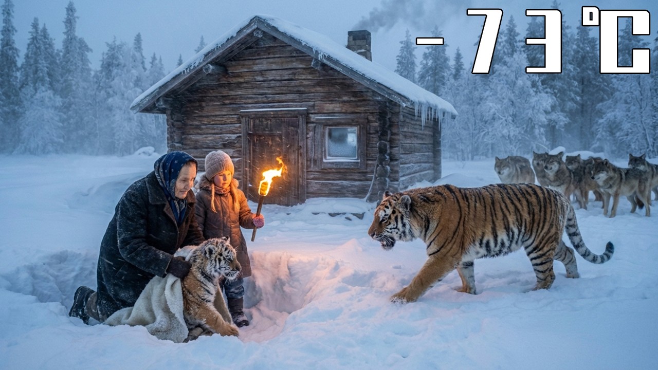–73°C Blizzard, Siberian Forest: 89-Year-Old Granny Saves Tiger Cub—Mother Tiger vs Wolves