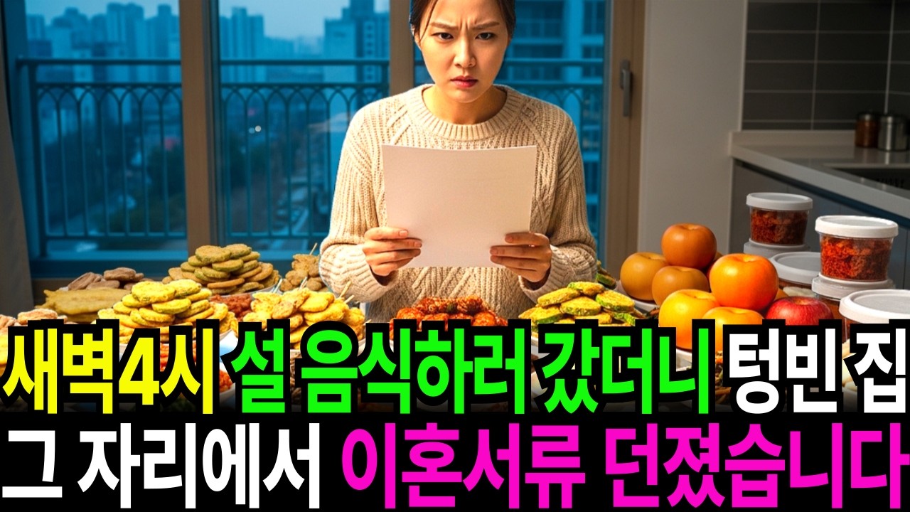 새벽4시, 설날 음식하러 갔더니 텅빈집..그 자리에서 이혼서류 던졌습니다.