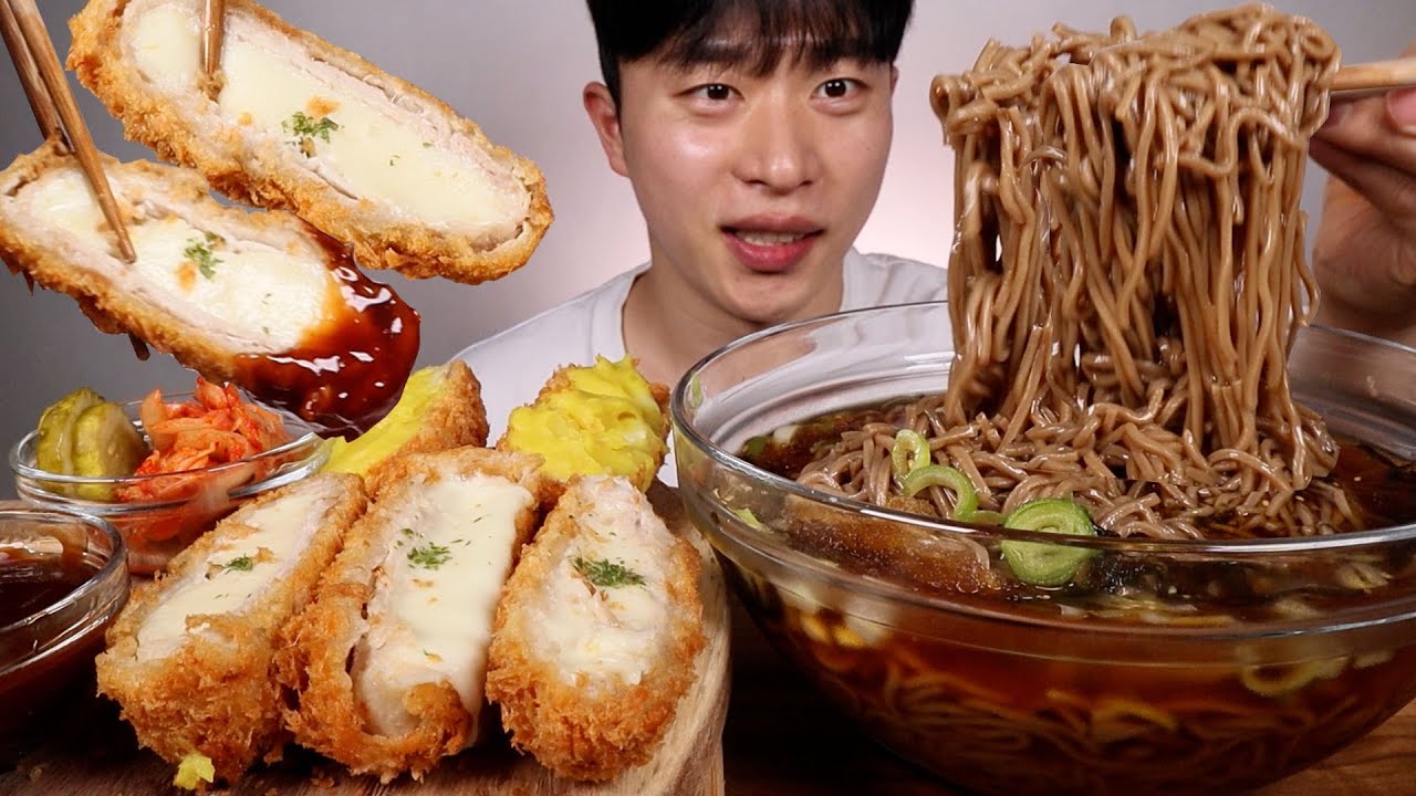살얼음 동동 시원하니 새콤달짝한 냉모밀... 꼬소한 치즈카츠 고구마카츠 먹어보겠습니다!!! 먹방 ASMR MUKBANG Cold buckwheat cheese pork cutlet