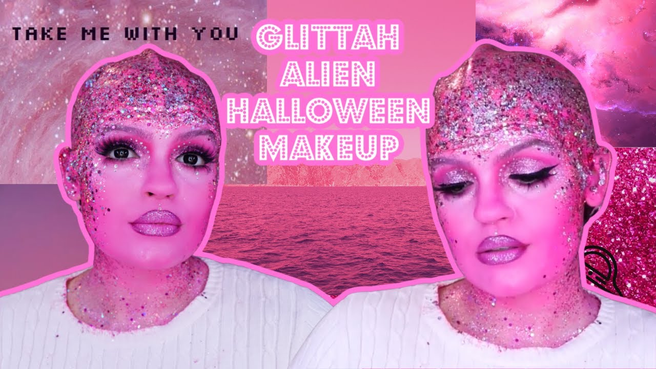 PINK Glittah Alien Makeup
