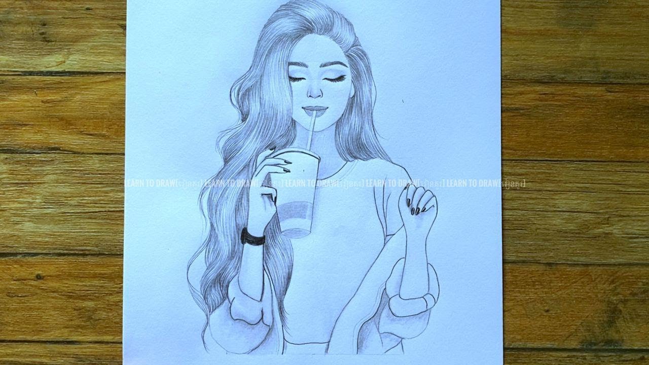 How to draw cute girl | Cute girl pencil drawing | Pencil tutorial step by step | រៀនគូរ