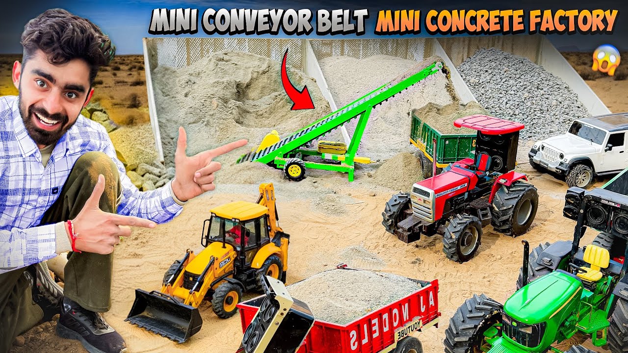 I build a mini conveyor Belt for construction material factory using Rc Tractor 🔥DIY Mini City 