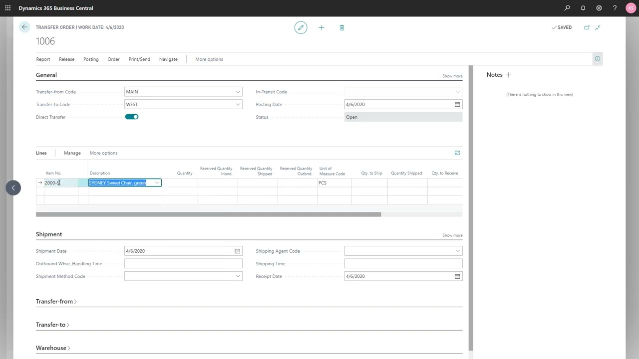 Dynamics 365 Business Central - How to Do a Direct Transfer on a Transfer Order