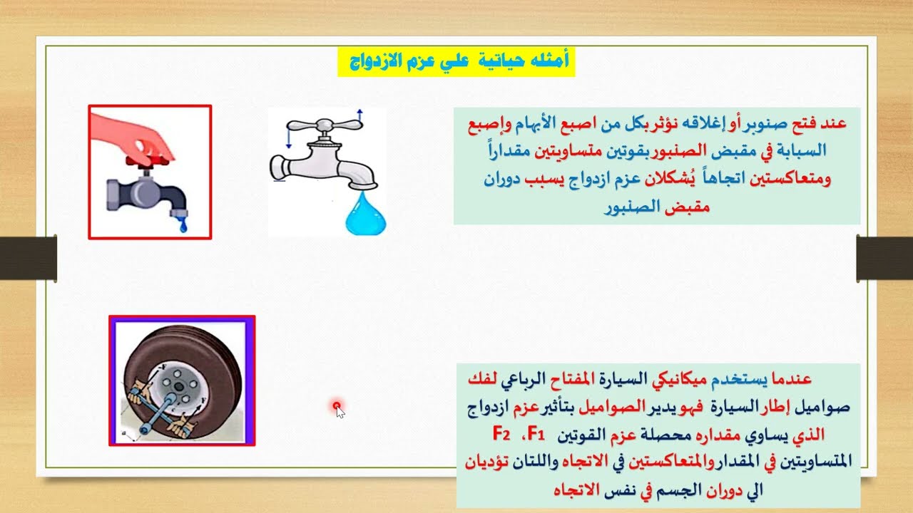 فيزياء - الصف الثاني عشر  - الحلقة ( 18 ) - عزم الازدواج