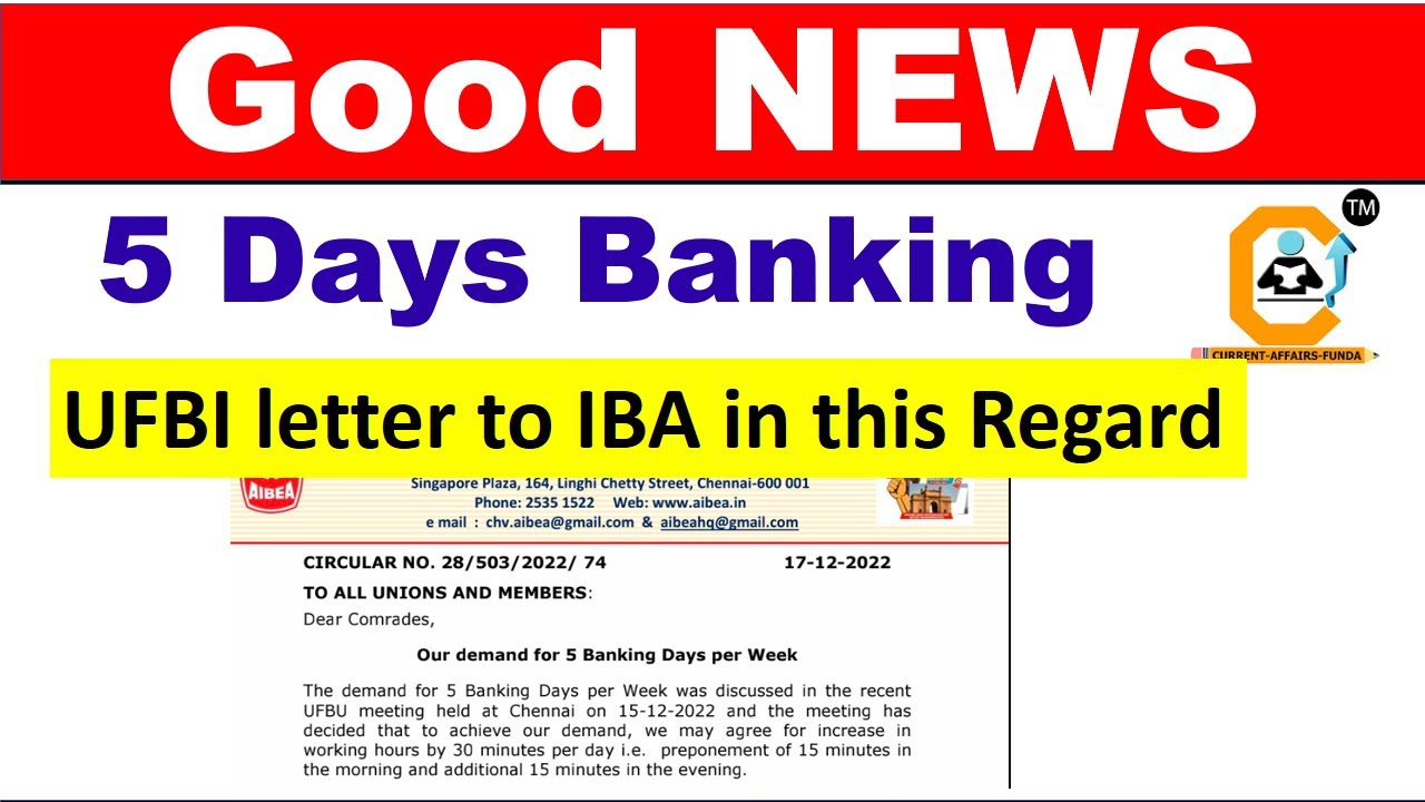 5 Days Banking - Update 17 DEC 2022 Circular #UFBU #IBA