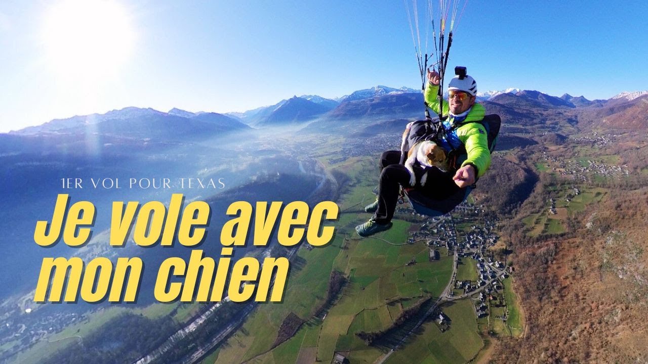 🐾 Premier Vol en Parapente pour ma Chienne Texas! 🌈🪂