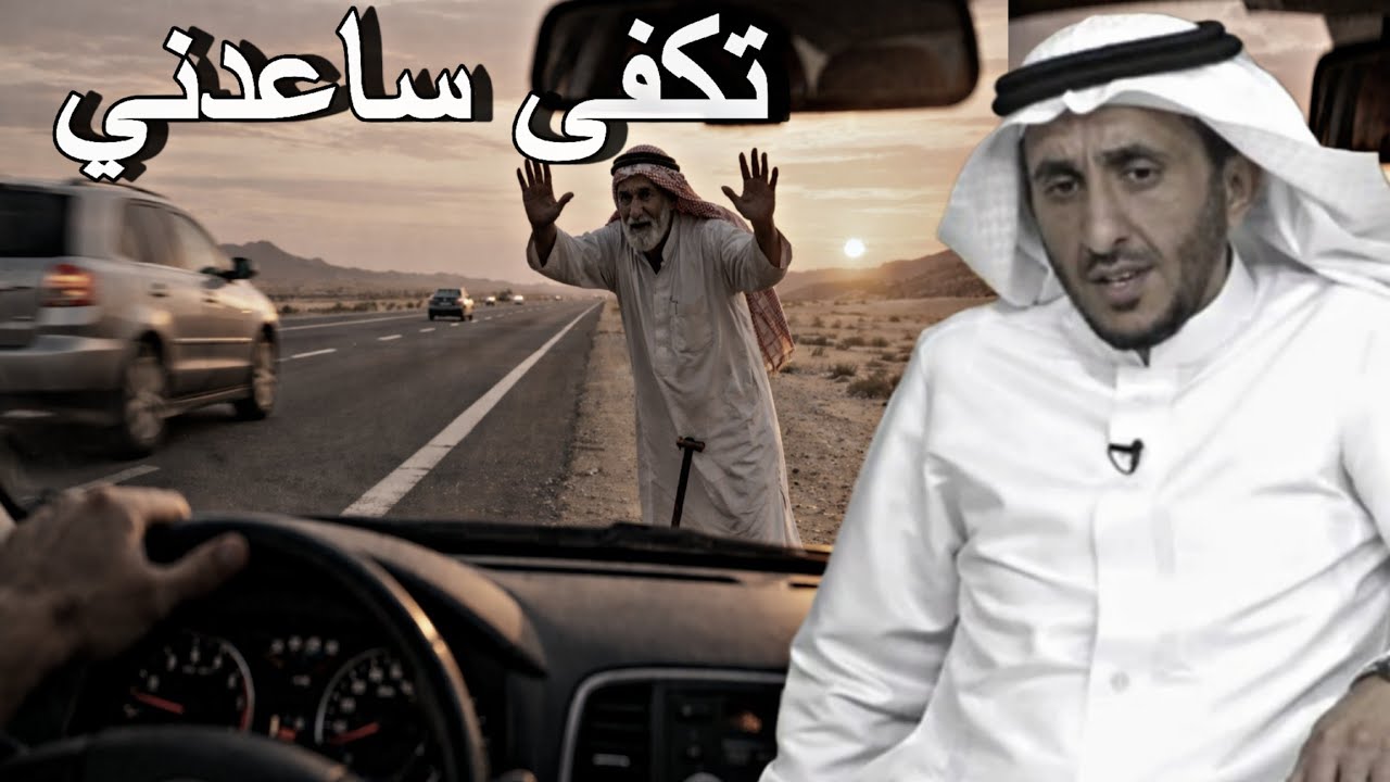 شاف شايب على الخط السريع يوقف السيارات وهو رايح للرياض ولما وقف له صارت الصدمه!