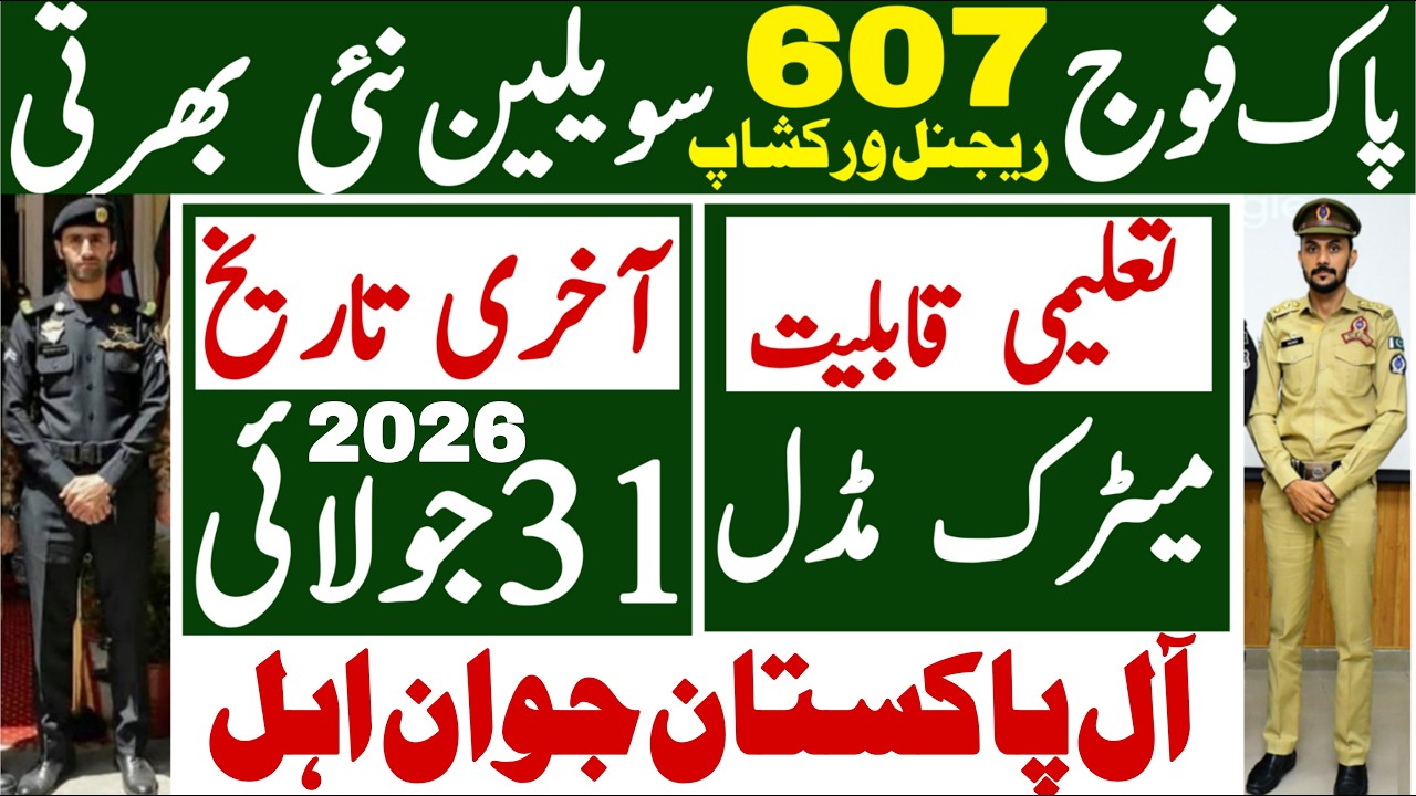 Pakistan Army 607 Regional Workshop Latest Jobs 2026 | Technical Job Info 1.0
