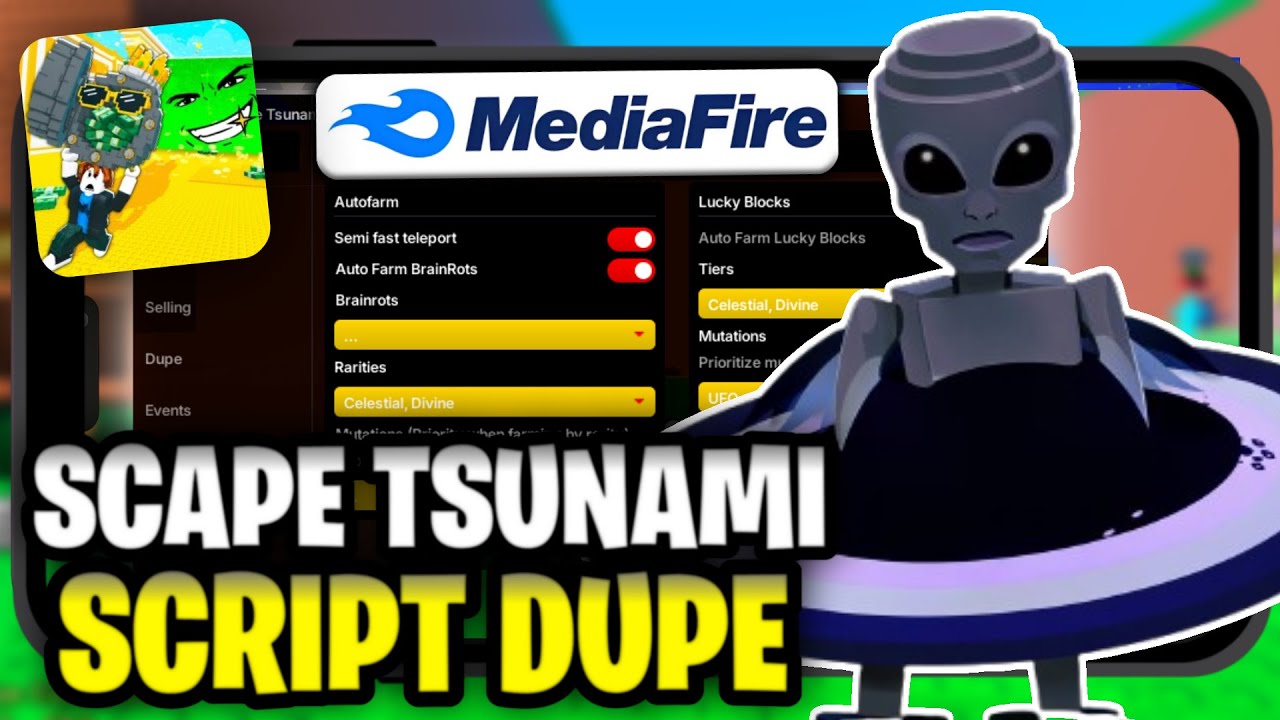 🌊 Escape Tsunami For Brainrot SCRIPT - DUPE - AUTO LUCKY BLOCK - SPEED CHANGER - INF MONEY - MORE! ⚡