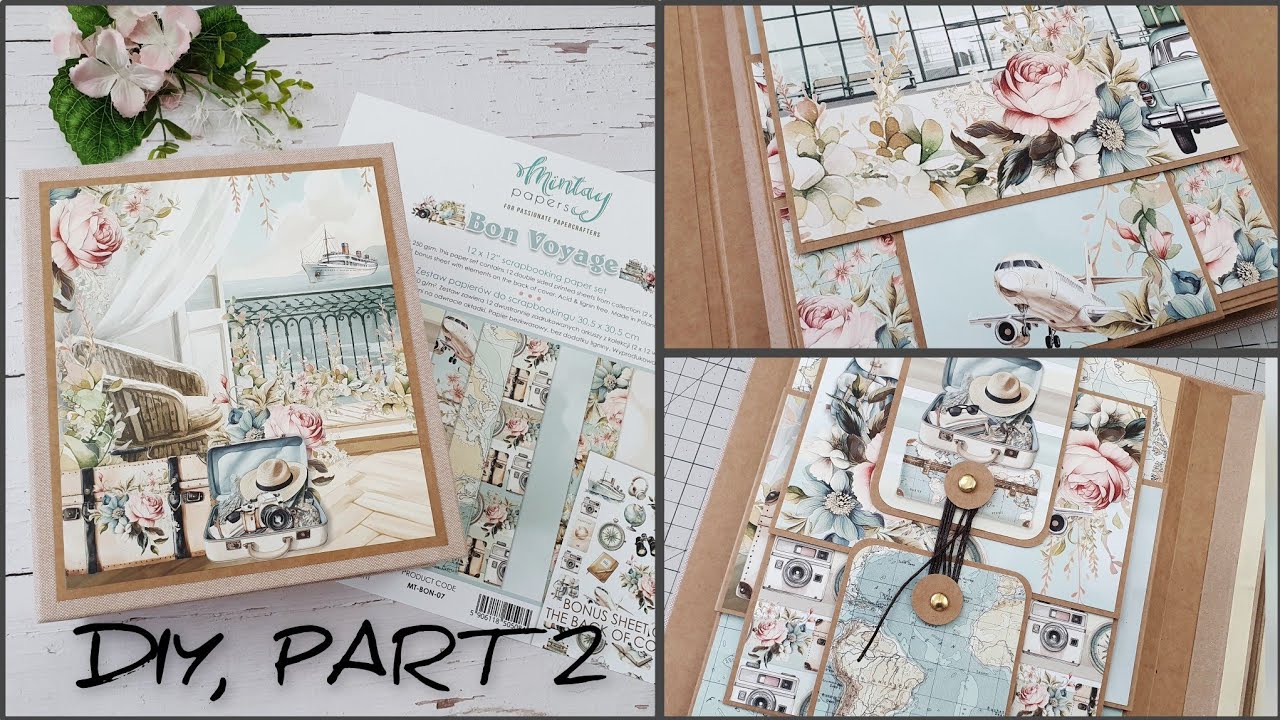 Photo album scrapbooking 📷 Mintay - Bon Voyage 🙂 first page of the album,  📷 diy tutorial...