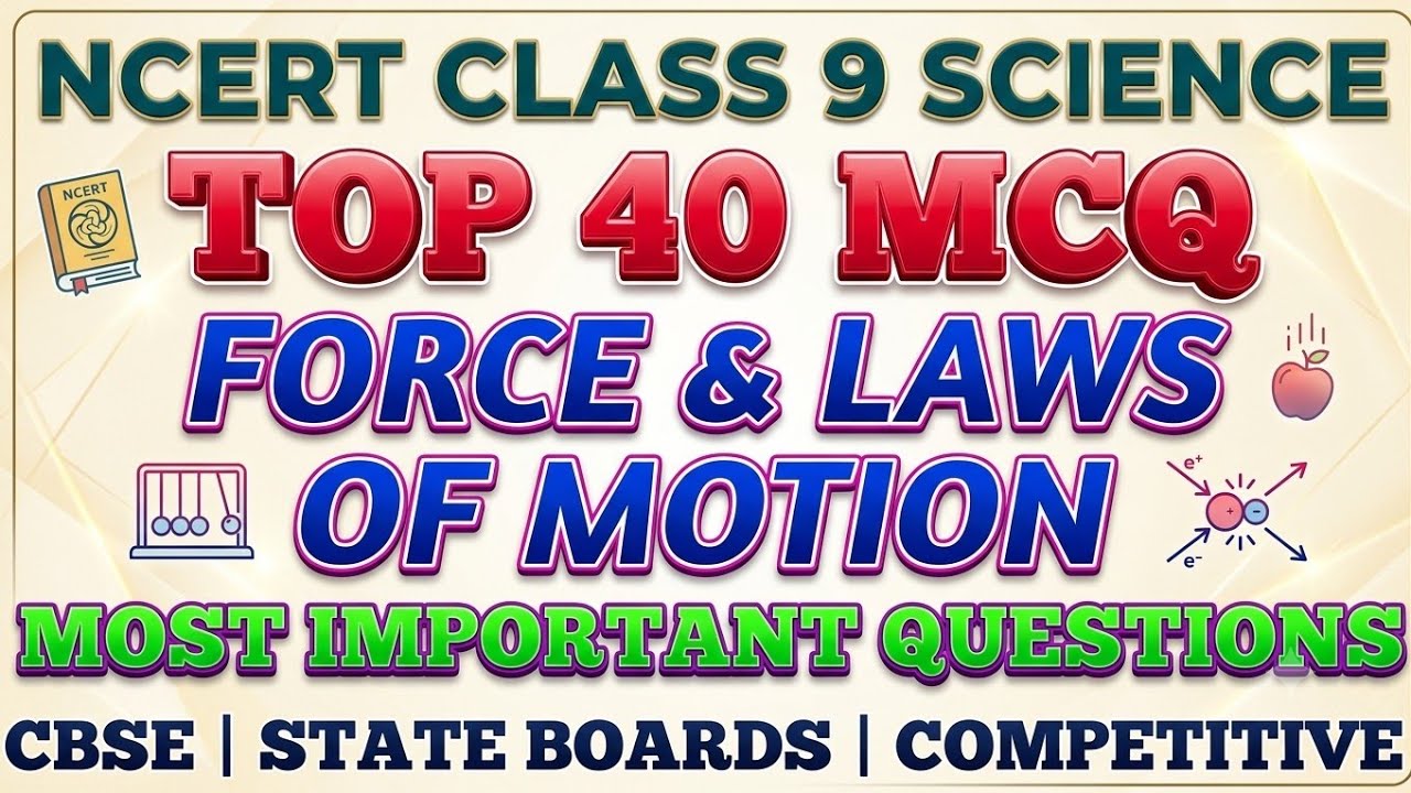 Best MCQ Force & Laws of Motion Class 9 | Mcq NCERT Class 9 #mcqncert