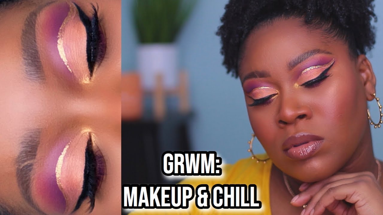 GRWM: EASY PURPLE GLITTER CUT CREASE! MAKEUP & CHILL #002 2020 | BOMBBEAUTY