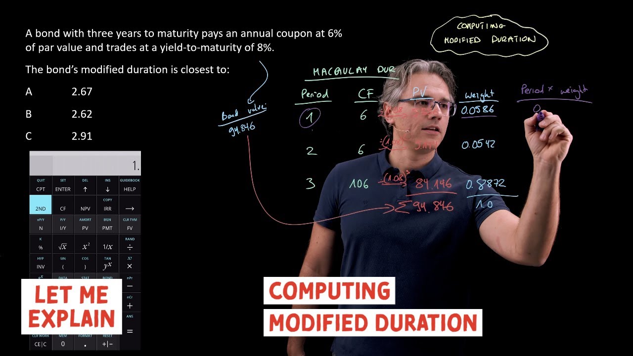 Computing modified duration (for the CFA Level 1 exam)