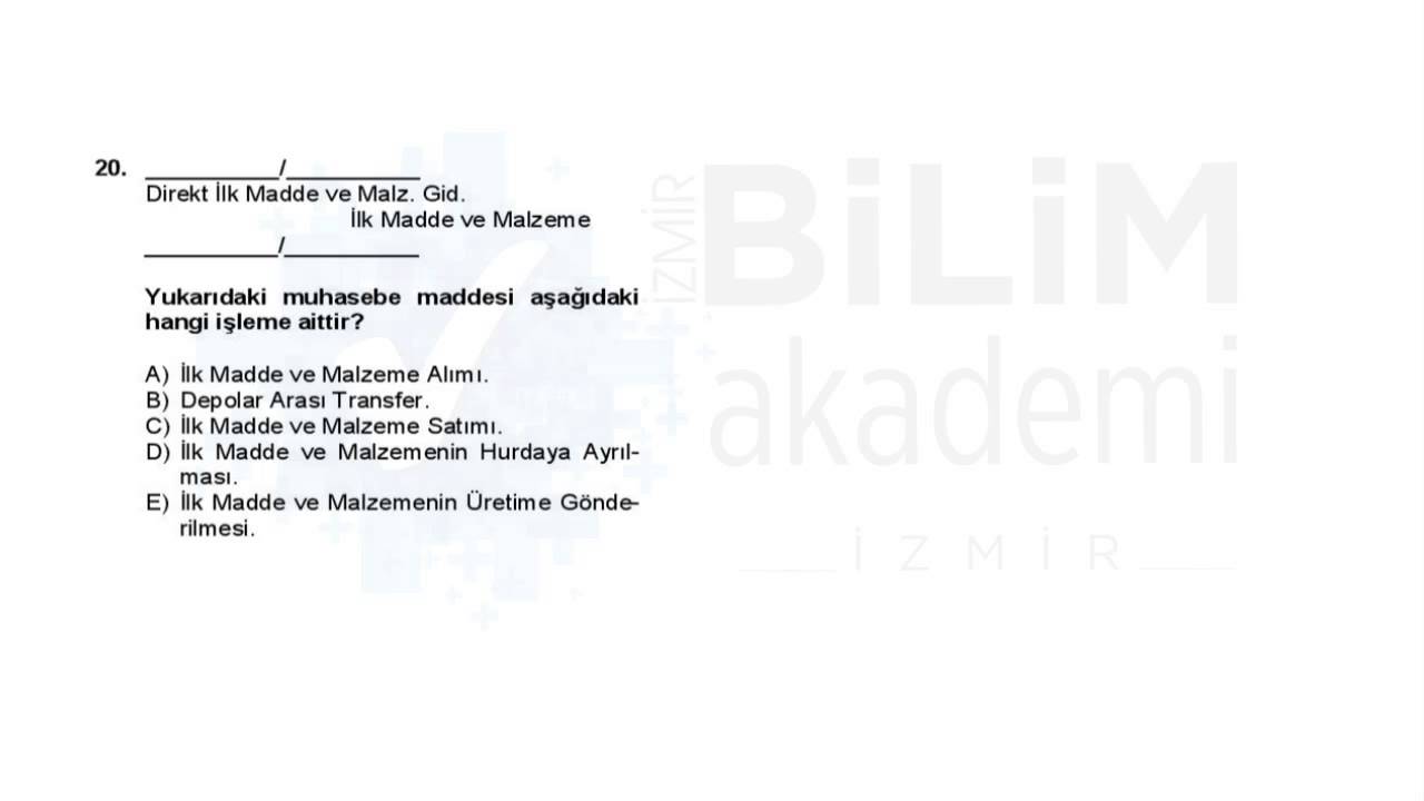 Türkiye Geneli Deneme Sınavı 02 - Kpss-A (ALAN) - Muhasebe Soru Çözümü