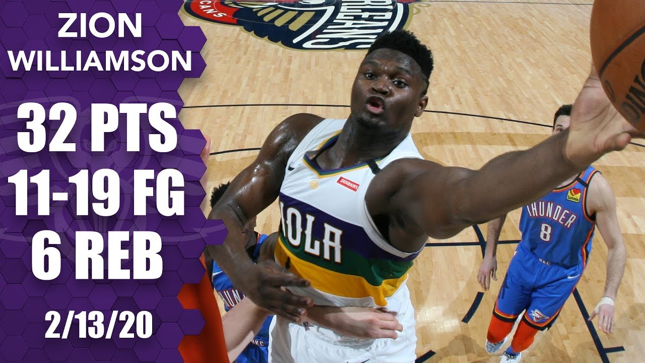 Zion Williamson sets new career high with 32 points in Thunder vs. Pelicans | 2019-20 NBA Highlights