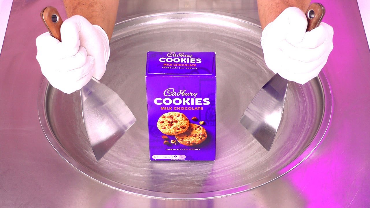 Cadbury Chocolate Chip Cookies Ice Cream Rolls - how to make Chocolate Cookies to Ice Cream | ASMR
