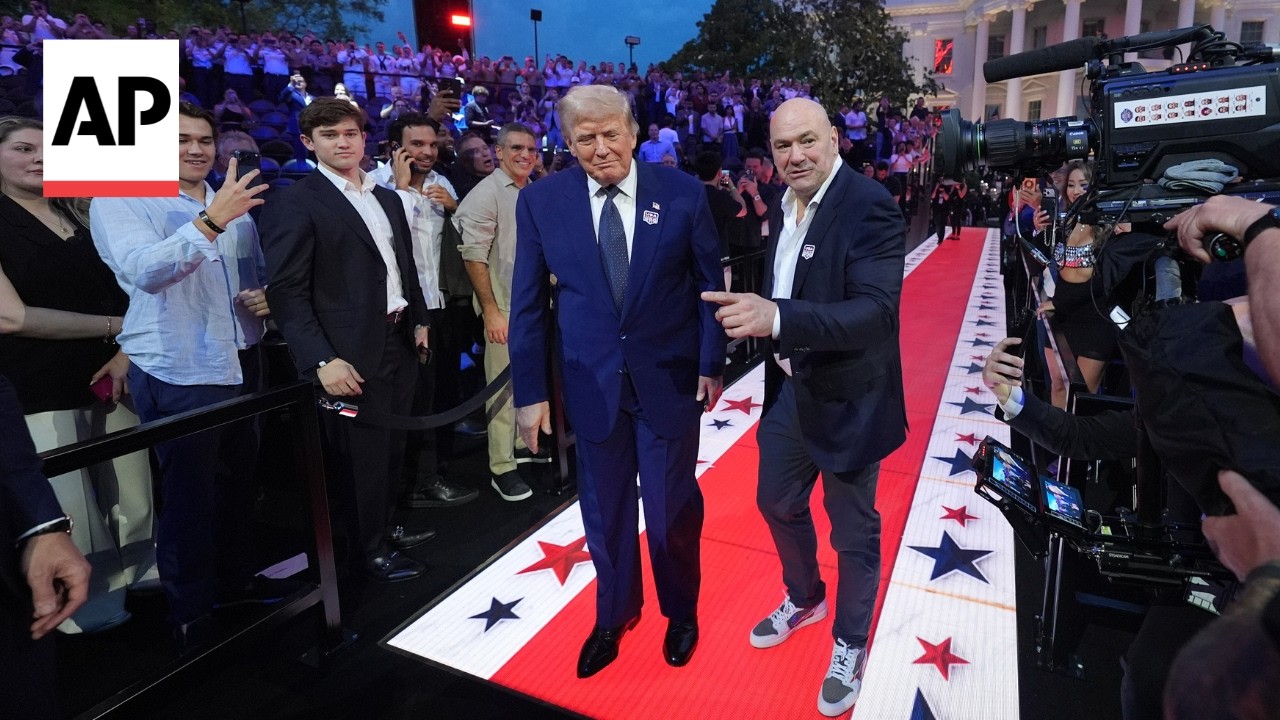 Trump arrives at UFC Freedom 250 fight at the White House on 80th birthday