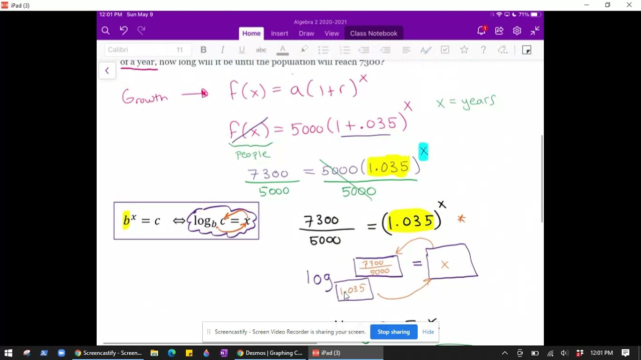 Solving Exponential Growth and Decay Problems Using Logs