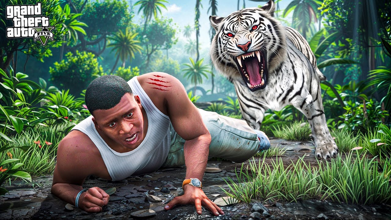 Franklin Tries to Catch a Rare White Tiger in GTA 5